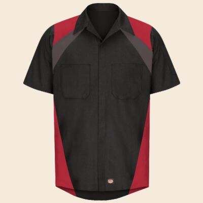Men's Tri-Color Short Sleeve Shop Shirt Thumbnail