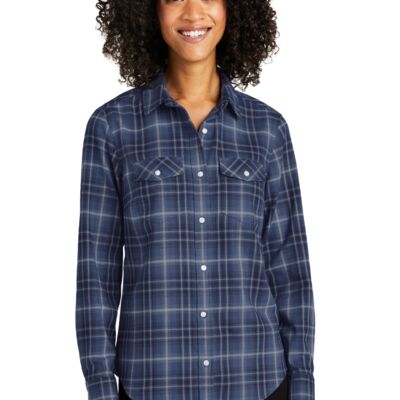 Ladies Long Sleeve Ombre Plaid Shirt Thumbnail