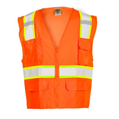 Class 2 Solid Front with Mesh Back Vest - Orange Thumbnail