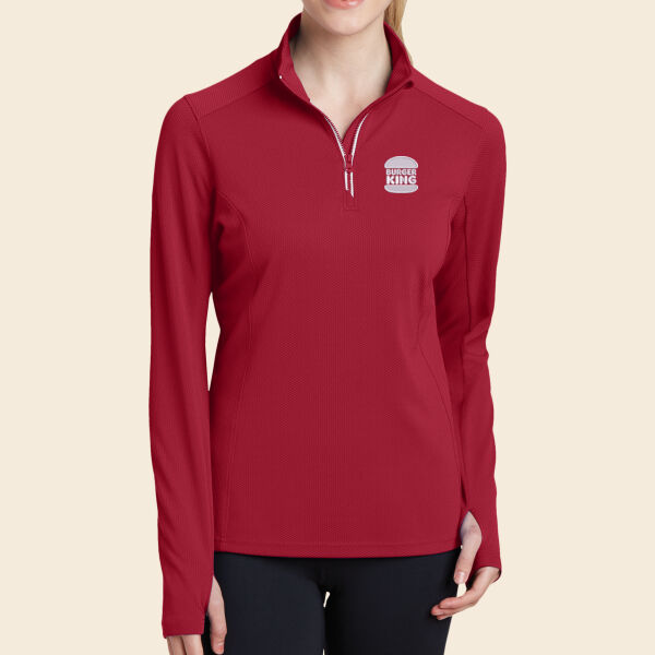Sport-Tek® Ladies Sport-Wick® Textured 1/4-Zip Pullover Thumbnail
