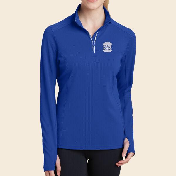 Sport-Tek® Ladies Sport-Wick® Textured 1/4-Zip Pullover  Thumbnail